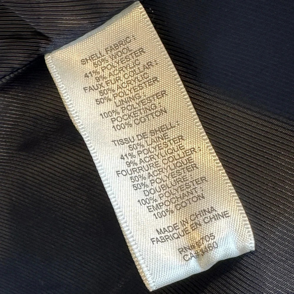 REBECCA TAYLOR Wool Blend Coat Faux Fur Collar Navy Blue, Size 2 - Picture 12 of 15